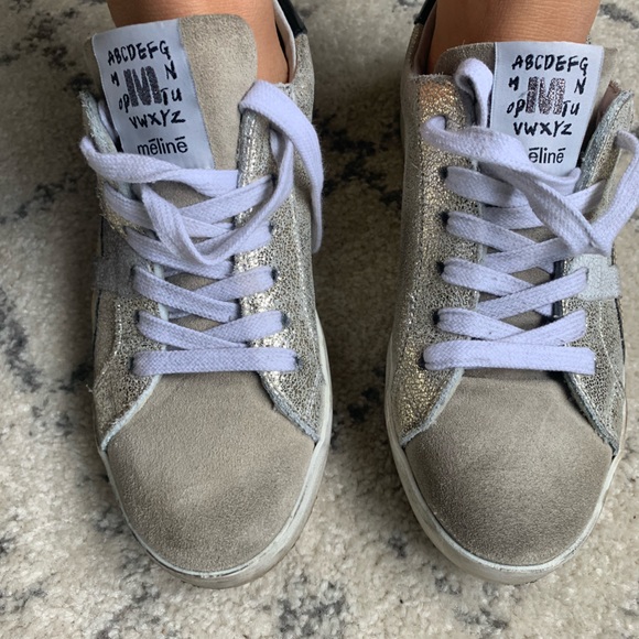 Meline Shoes - Meline metallic & suede fashion sneakers. Size 38